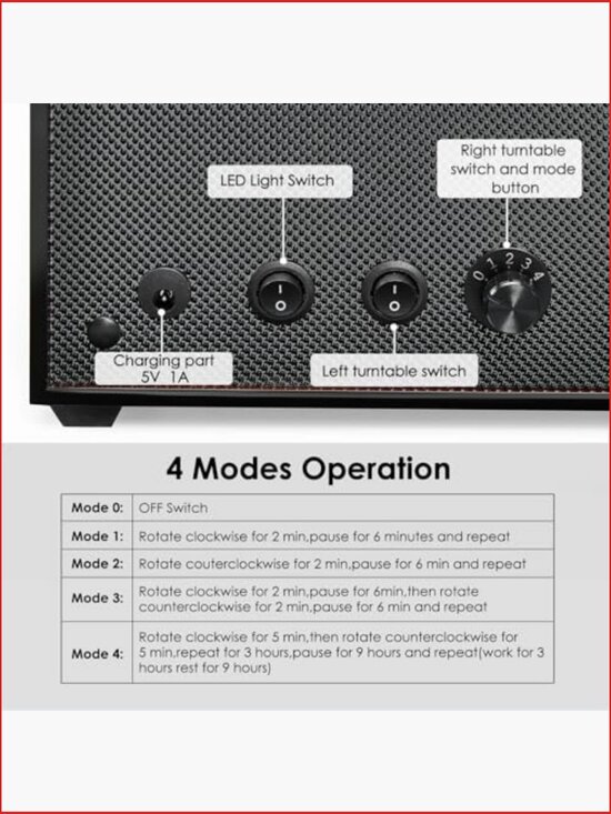 6 Watch Winder Box for Automatic Watches with Glass Lid, 4 Modes, Quiet Motor - main image 5